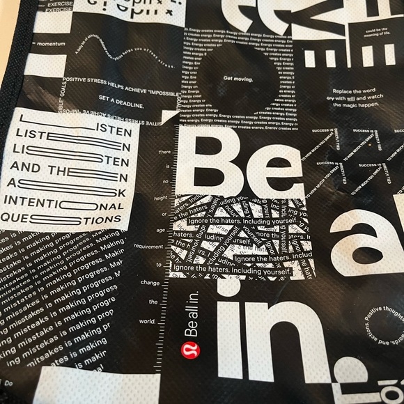 Lululemon Be All In Small White Black Reusable Tote Eco Bag Yoga Gym Lunch - Picture 4 of 6